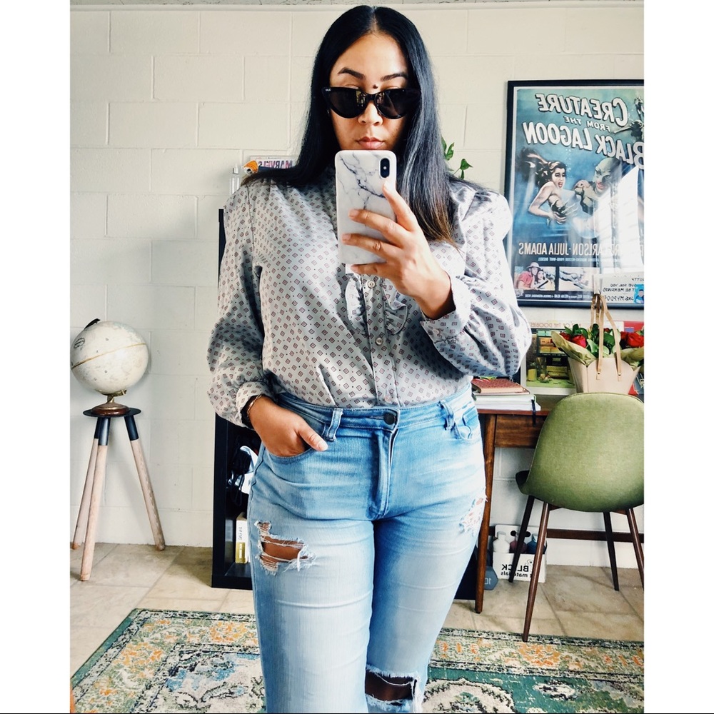 Vintage Ruffle-Trimmed Poplin Shirt